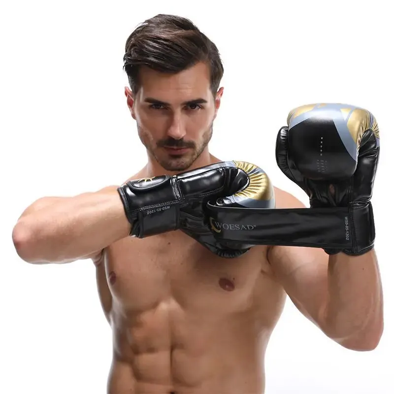 Boxing Gloves Professional Boxing Gloves Men Training Fighting Gloves PU Leather Breathable Karate Kickboxing Muay Women 10 12oz