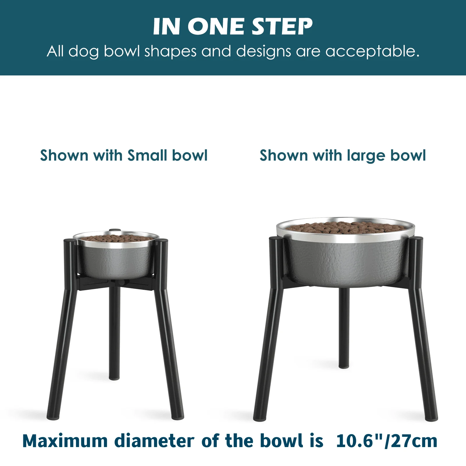 Metal Adjustable Elevated Dog Food Bowls Stand for Large and Extra Large Sized Dog, raised dog bowls(Bowl Not Included)