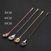 30cm/40cm/50cm Teardrop Cocktail Bar spoon Mixing Spoon 304 Stainless Steel Twisted Mixing Stir Spoon Bar Tool
