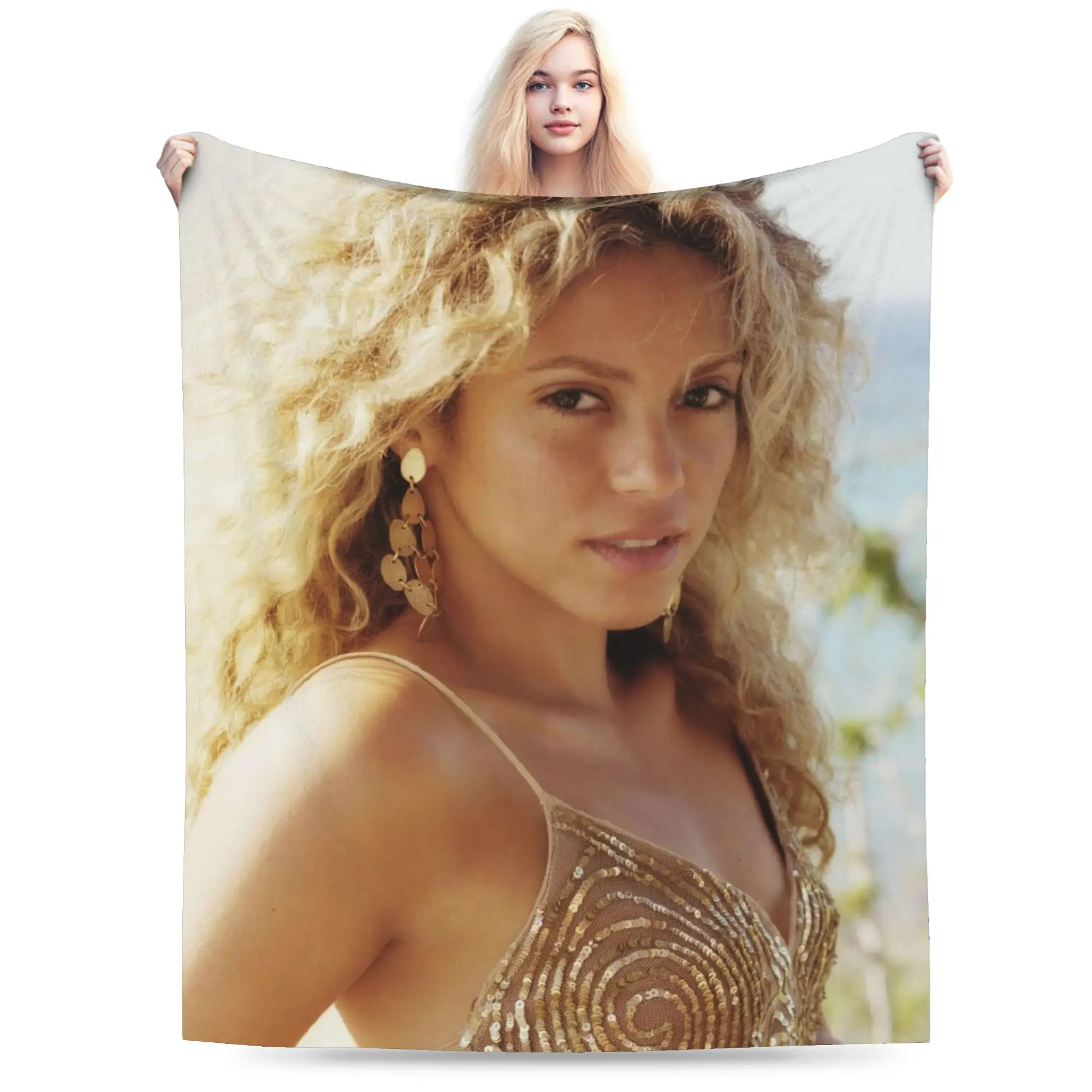 Singer S-Shakira Blankets Flannel All Season  Portable Super Warm Throw Blanket for Bedding Couch Bedspreads