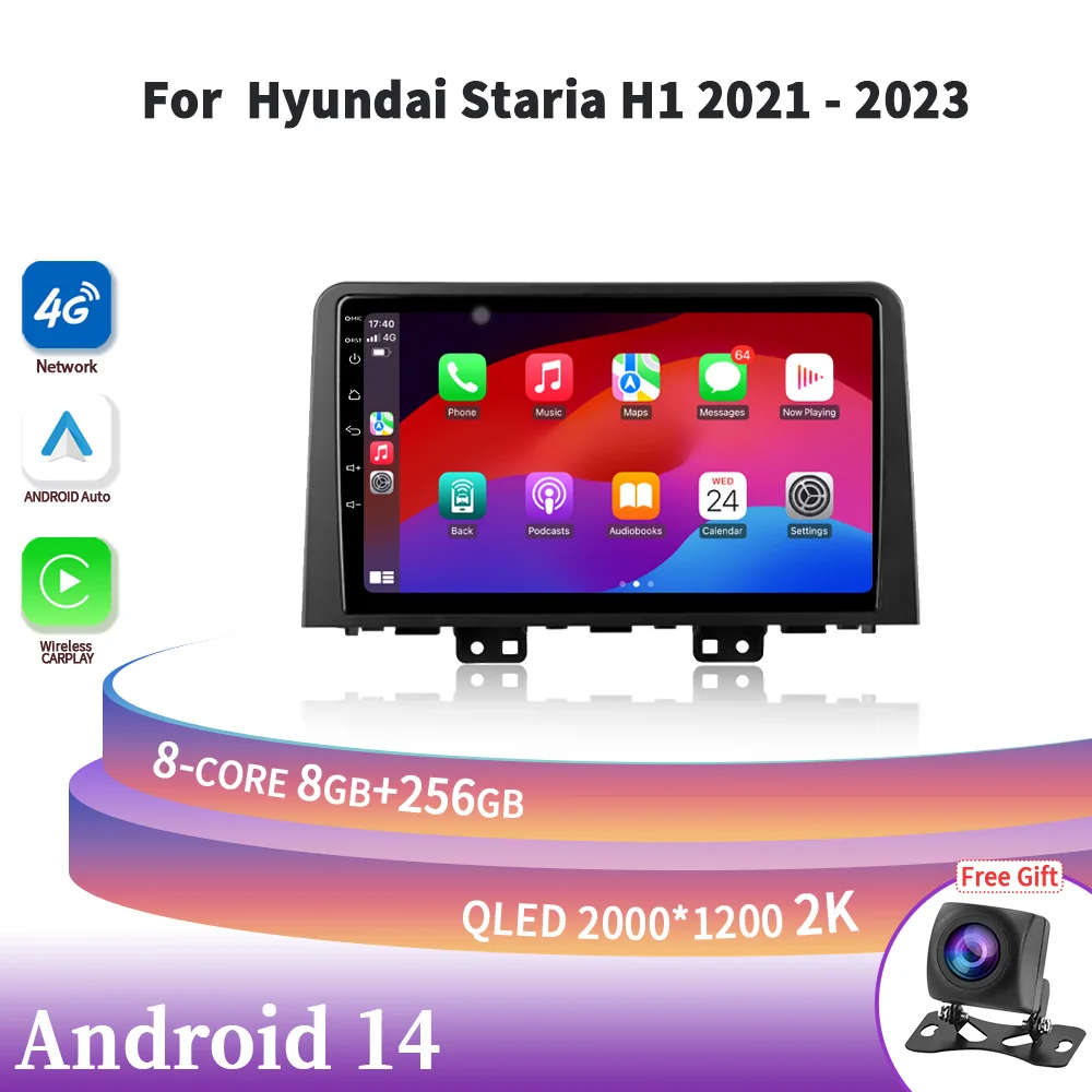 

Android 14 For Hyundai Staria H1 2021-2023 Car Radio Screen Stereo Multimedia Navigation Video GPS Wireless Carplay 5G WIFI