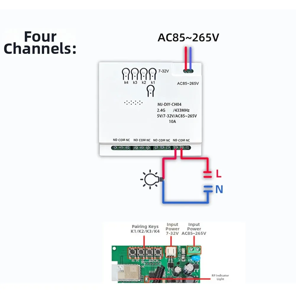 1pc﻿ Smart Switch Door Switch Curtain Module Relay Module Dual & 4 Channels Smart Switch For Mesh Smart Switch Voice-Controlled