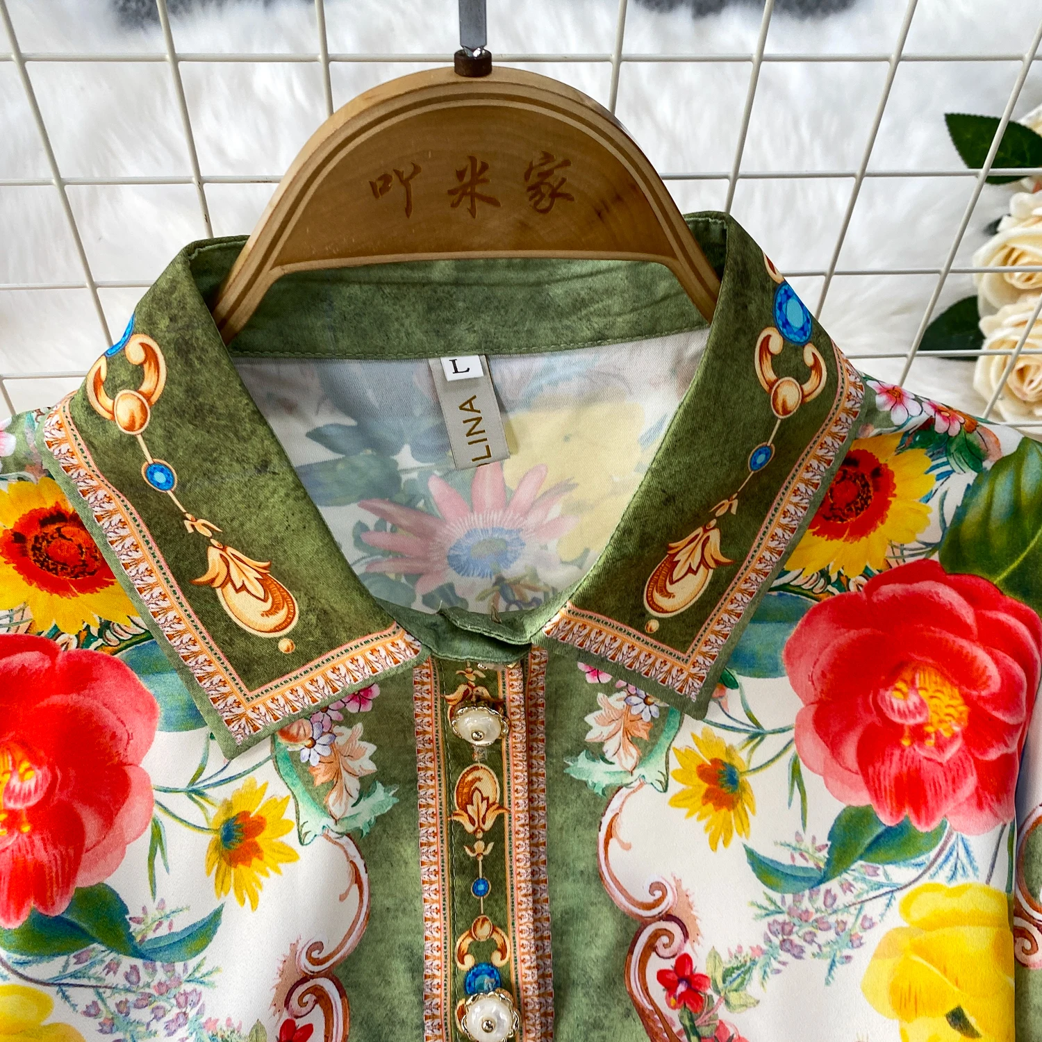 Ensemble deux pièces jupe imprimée, chemise à manches longues, jupe trapèze, ensembles assortis, costume de vacances français élégant pour femmes, automne