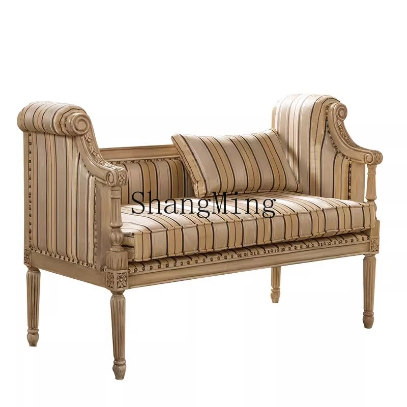 FG Furniture Leisure Chair Solid Wood Wedding Studio Props Antique White Leisure Chair