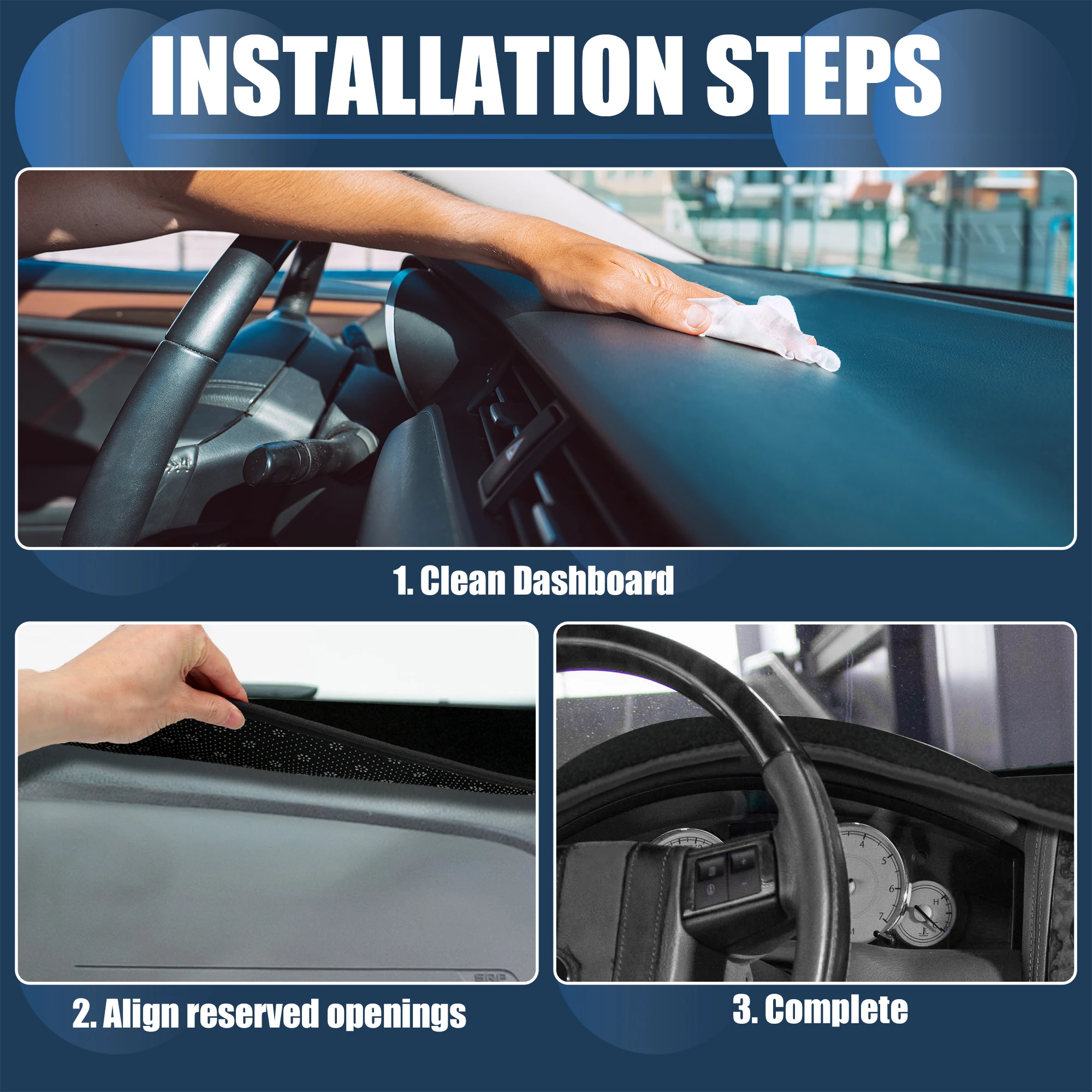 UXCELL Dashboard Dash Cover Mat for Chrysler 300c 2011-2017 Sun Protector Pad Black