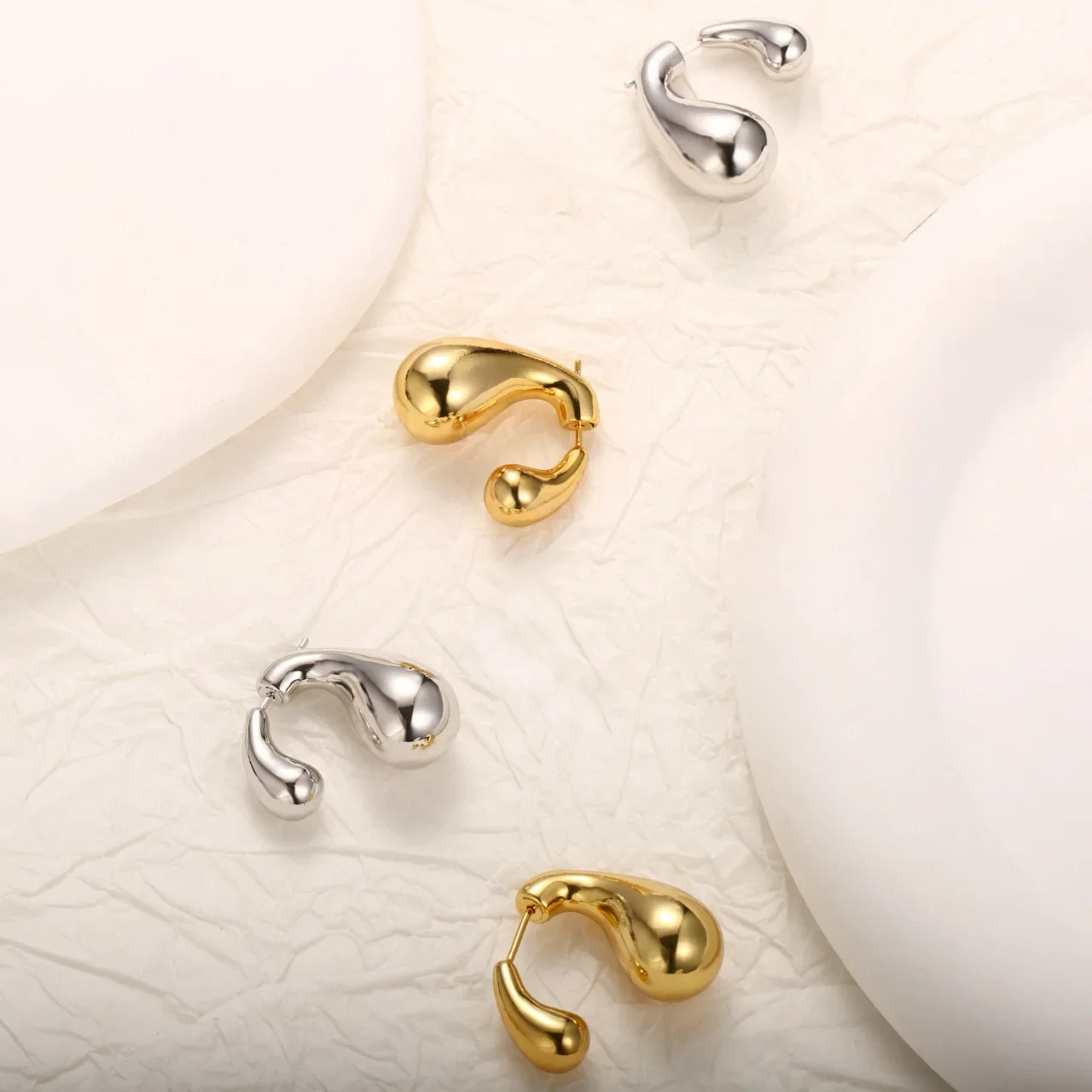 Hot Brand Fashion 3D Water Drop Earrings Gold Color Big Design Stud Earrings White Gold Customer Jewelry Fine Quality Jewelry