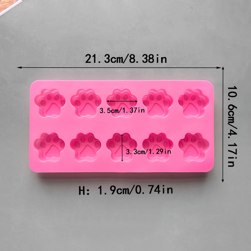 1pc 10 Cavity Lovely Dog Cat Paw Fondant Silicone Mold DIY Sugar Chocolate Cake Baking Mould Pudding Cookie Soap Molds