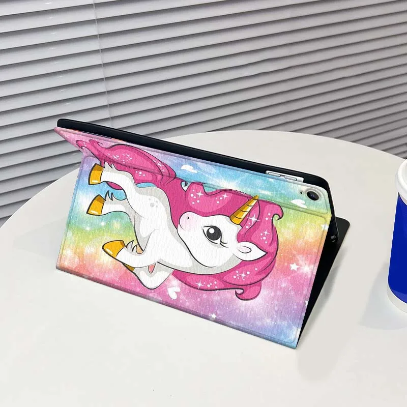 حافظة كمبيوتر لوحي لطيفة على شكل وحيد القرن لهاتف سامسونج جالاكسي تاب A A7 A8 A9 A11 S6 S11 Lite Plus 10.1 10.4 10.5 بوصة