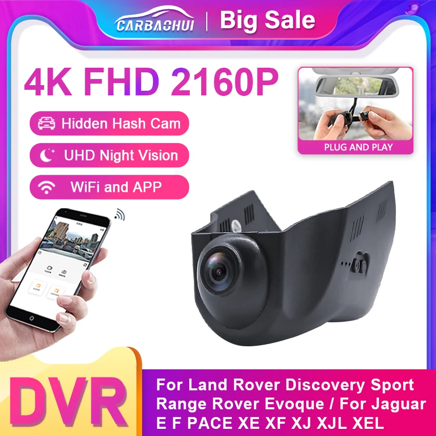 

New! 4K Plug and play Car DVR Camera Dash Cam For Land Rover Discovery Sport Range Rover Evoque Jaguar E F PACE XE XF XJ XJL XEL