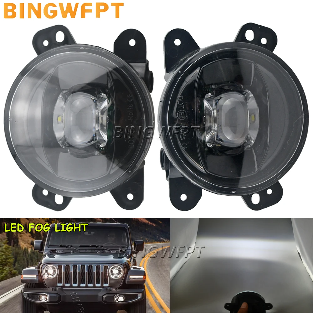 BINGWFPT 2x NEW Fog Lights High Quality White DRL 12V Round Led With Lens Fog Lamp For Jeep Grand Cherokee 2011 2012 2013