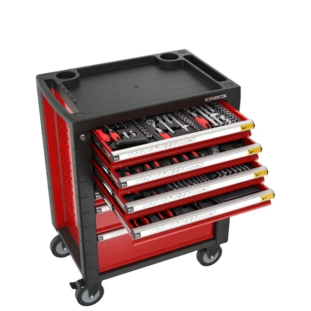 Kinbox 232-piece Car Repair Tool Box Set That Includes A Storage Cabinet With 7 Drawers For Efficient Organization