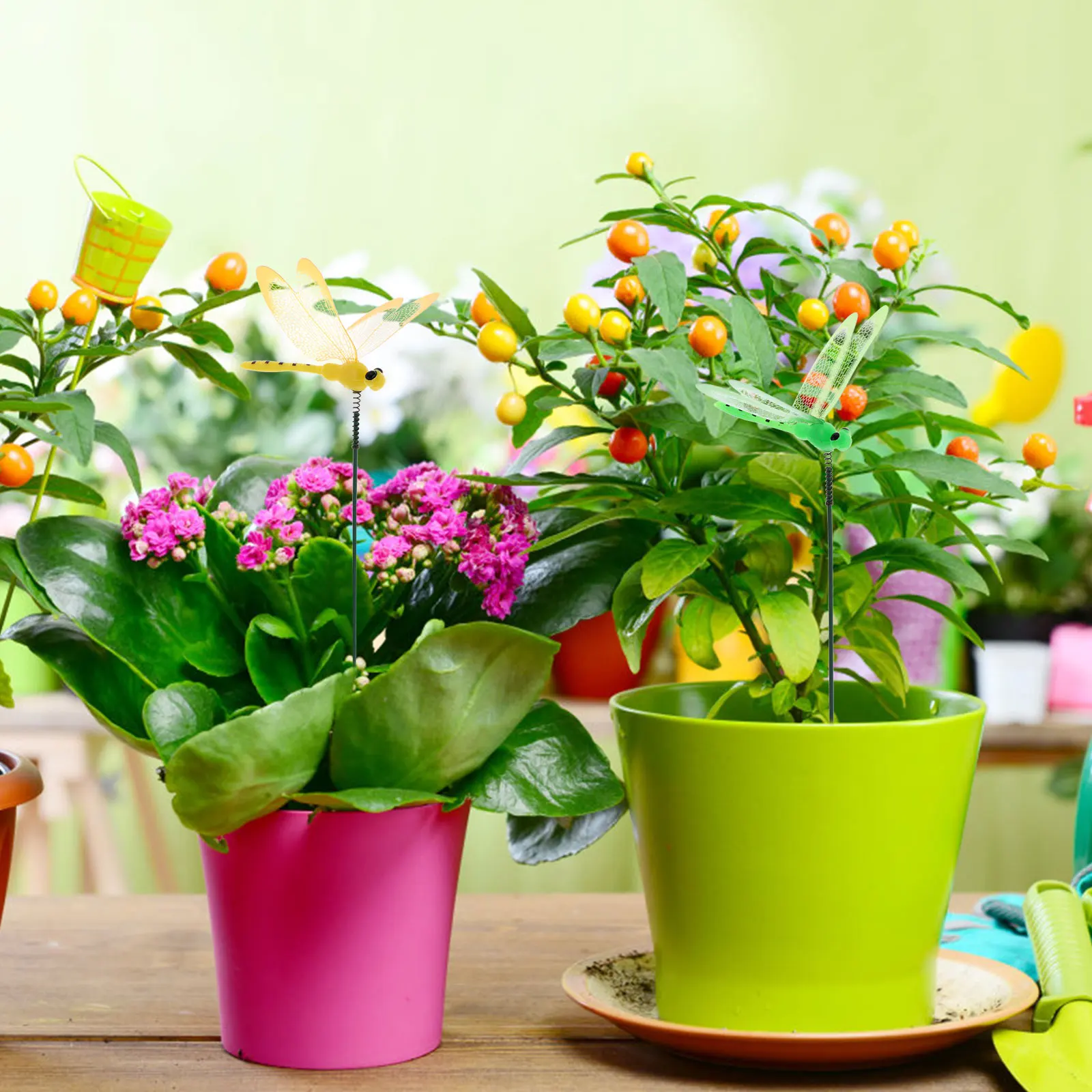 

30pcs Simulated Decoration Bright Colorful Garden Stakes Dragonfly Stakes Decor PVC Material Home Store
