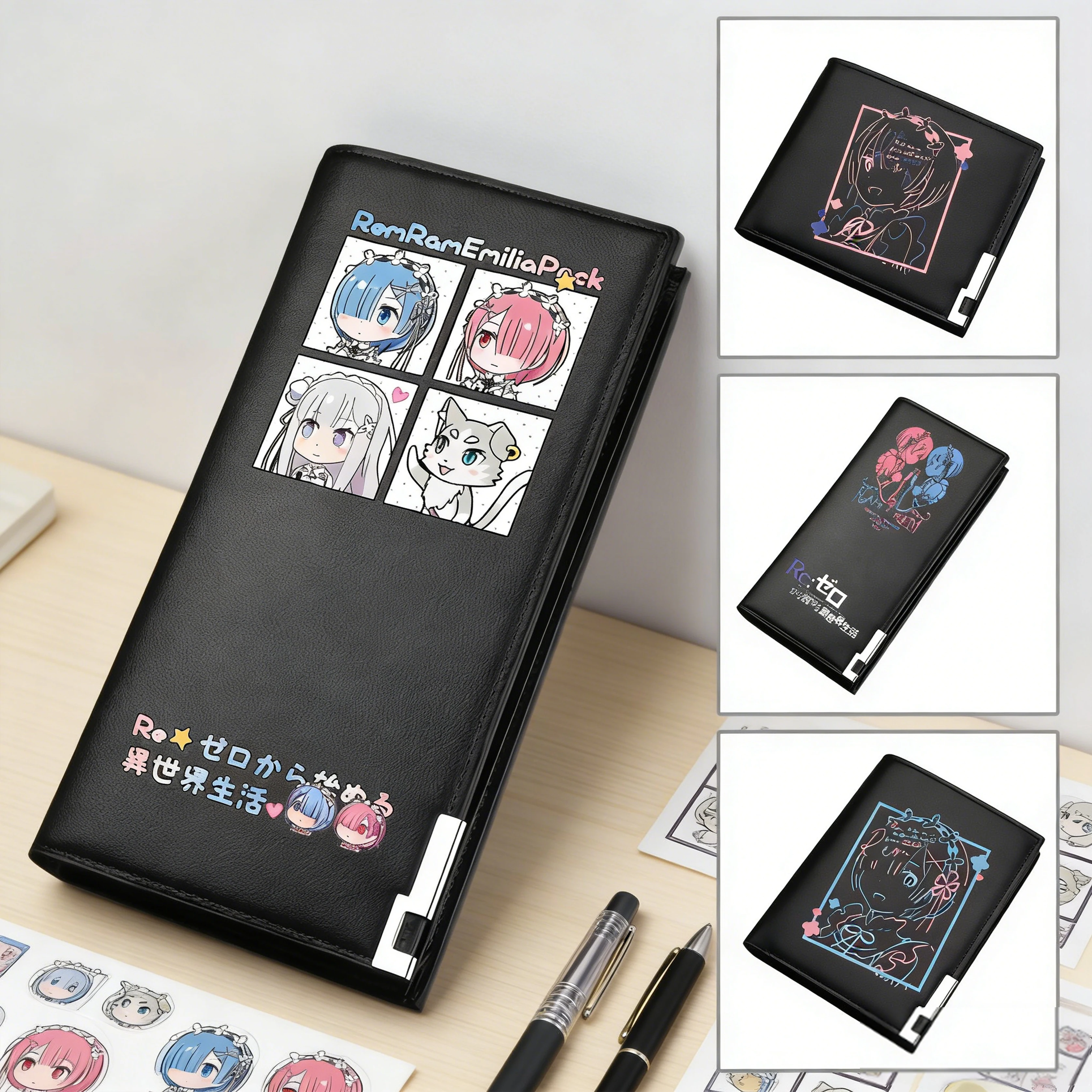 Re:Life in a different world from zero Rem Ram Sexy Women Long purse Pu Leather Short Wallet Gift ID Card Hodler Change Clutch