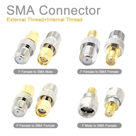 5/20PCS Straight F Connector To SMA Connector RF Coaxial Connector Coax Adapter F Type Female Jack To SMA Male Plug