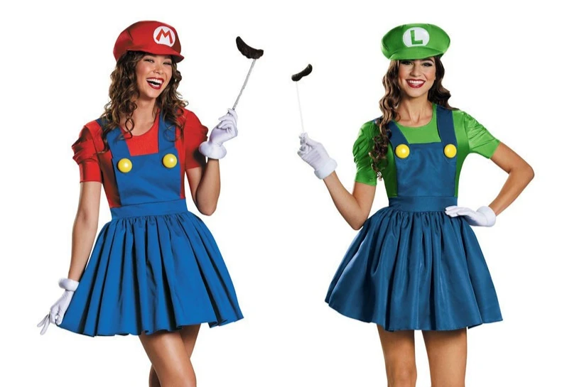 

Plumber Women's Mechanic Costume Super Halloween Party Outfit Strap Dress Role Play Cosplay Stage Performance Festival Disfraz