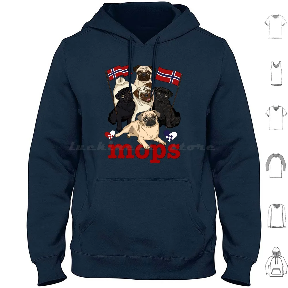 Mops! ( Norwegian Version! ) Hoodie cotton Long Sleeve Pug Pugs Pug Grumble Mops Hund Fivepugs Norsk Jana Montgomery Pug Lover