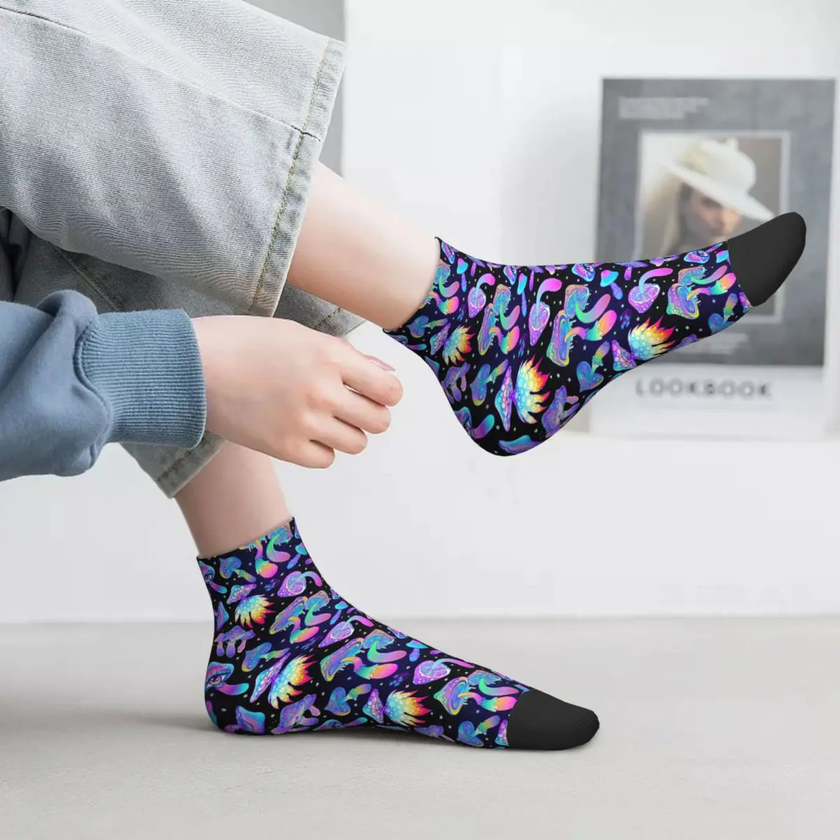 Chaussettes psychédélique en forme de champignons magiques, pour hommes et femmes, chaudes et à la mode