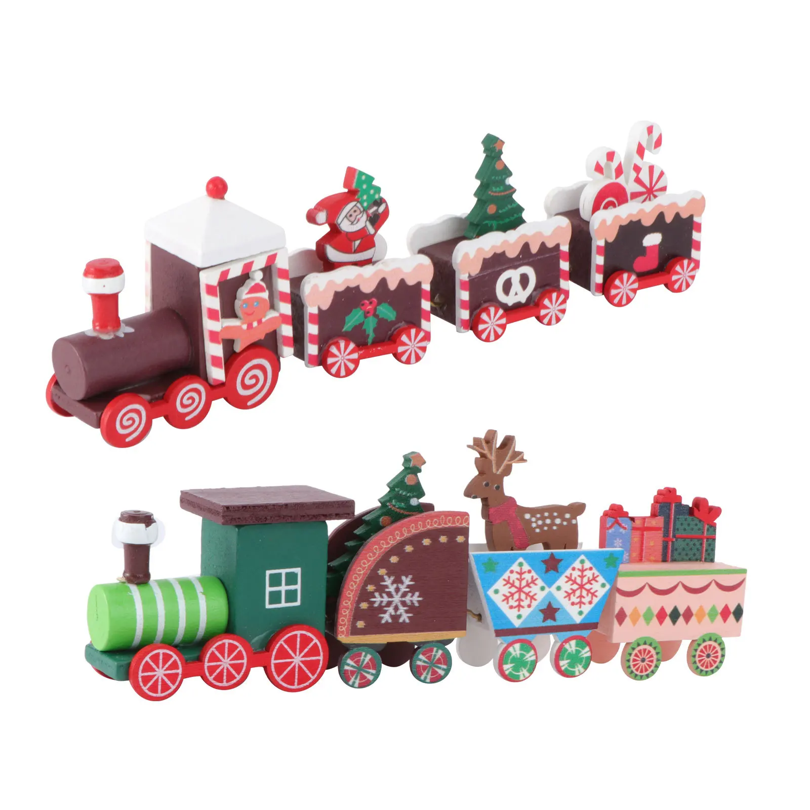 

2Pcs Small Train Decoration Cute Christmas Wooden Train for Table Display Kids Holiday Gift Shelf Decorative Item