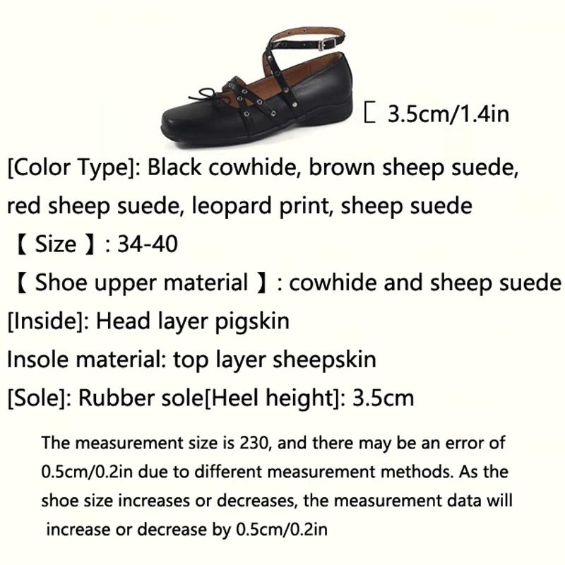 New women's genuine leather, cowhide, sheep suede, leopard print, elastic rivets, belt buckle, mid heeled Mary Jane shoes