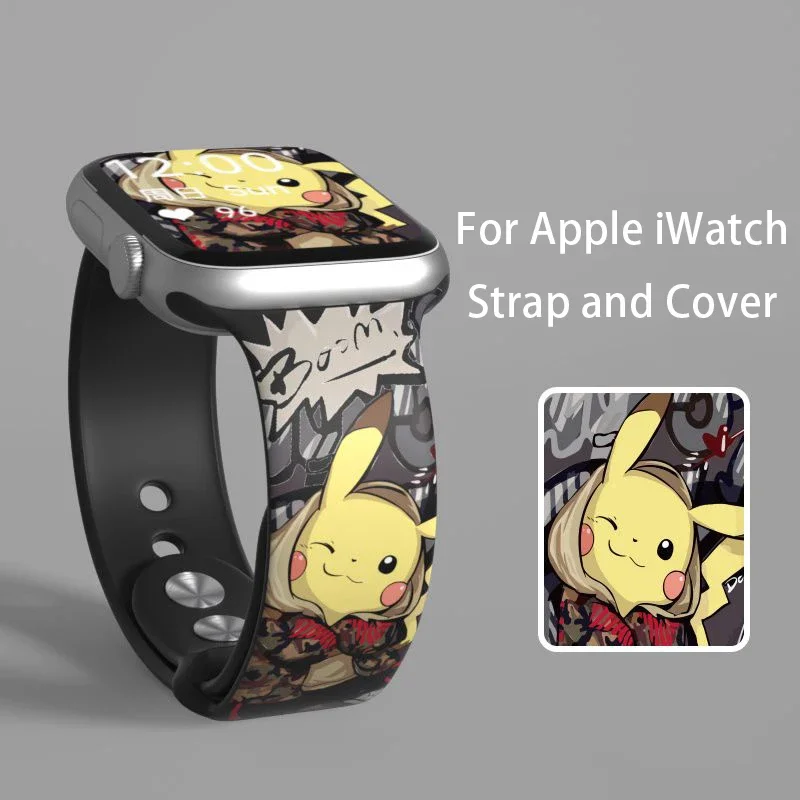 Pikachu series Silicone strap for iwatch S8765432SE full Replacement watch band Cartoon Anime 38mm 41mm 44mm 45mm birthday gifts