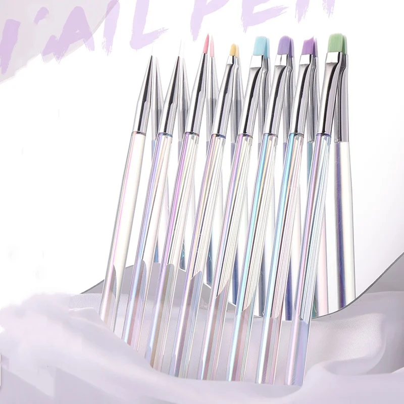 1PCS Candy Color Nail Art Liner Drawing Painting Nail Brush Set Acrylic Powder Carving UV Gel Extension Manicure Pen Tools