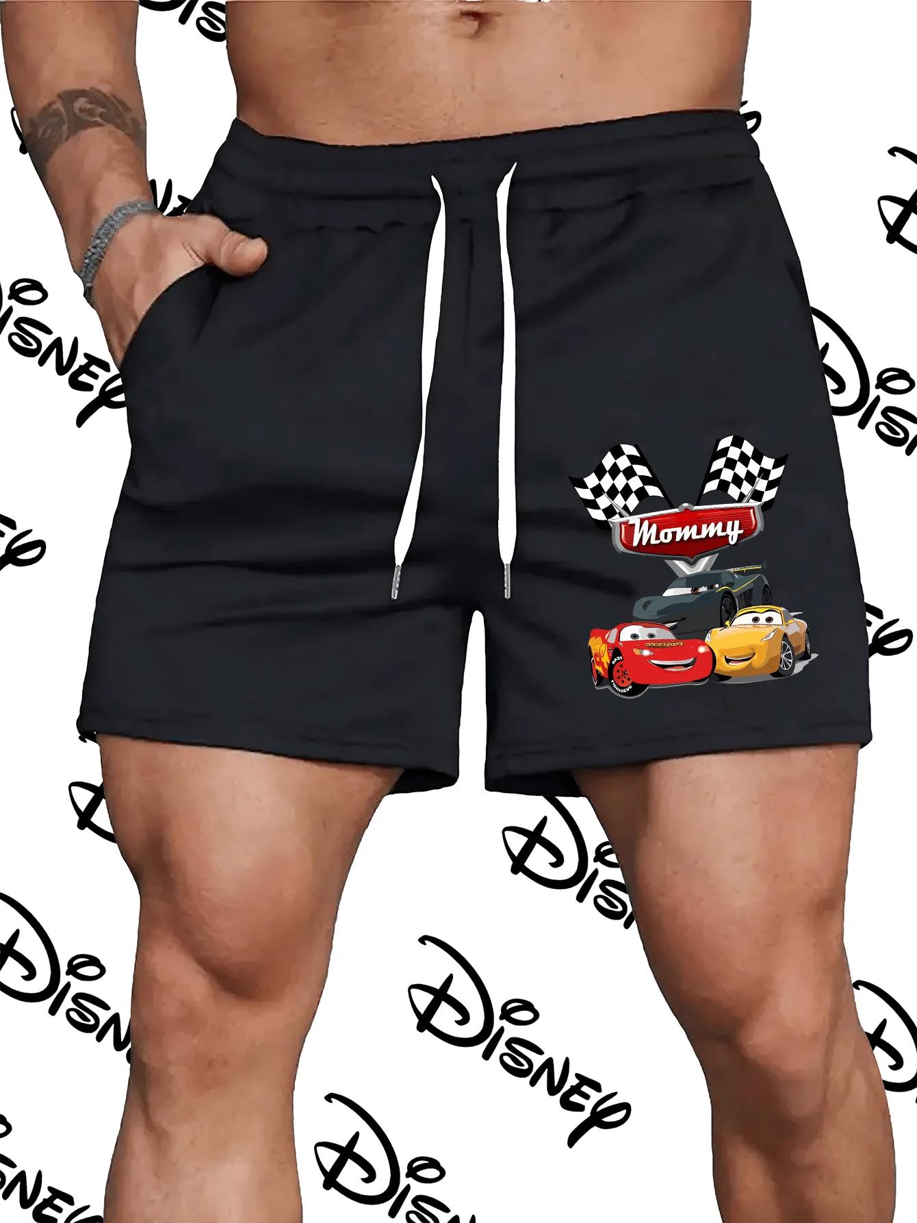 

Disney cars Lightning McQueen Men'S Summer Casual Sport Shorts Loose Fit Elastic Waistline with Drawstring Breathable Fabric
