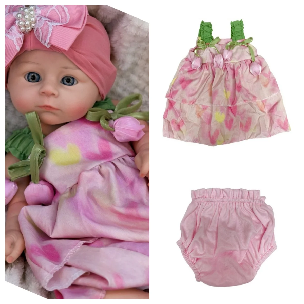 

4 Styles Plush Doll Clothes Accessories, Outfits Fits 18Inch Silicone Reborn Doll, Hand Wash, Adorable Overalls for Newborn Doll