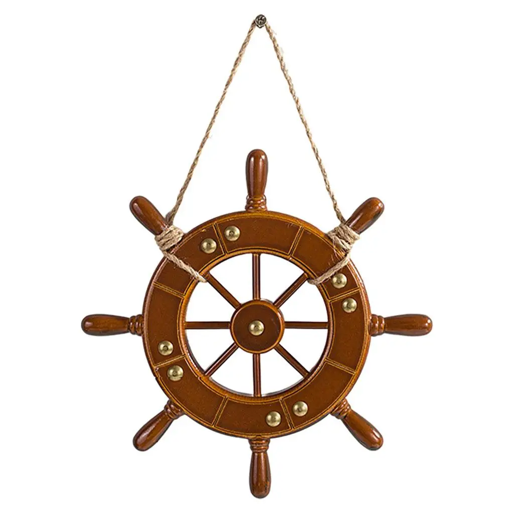 Mediterranean Decoration Wood Ship Wheel Boat Rudder Ornament Nautical Birthday Party Decoration Supplies