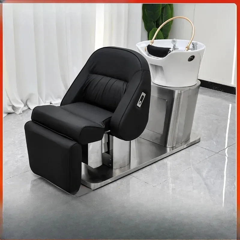 

Electric ceramic shampoo bed Lifting half lying down Adjustable multi-functional head treatment bed Barber shop