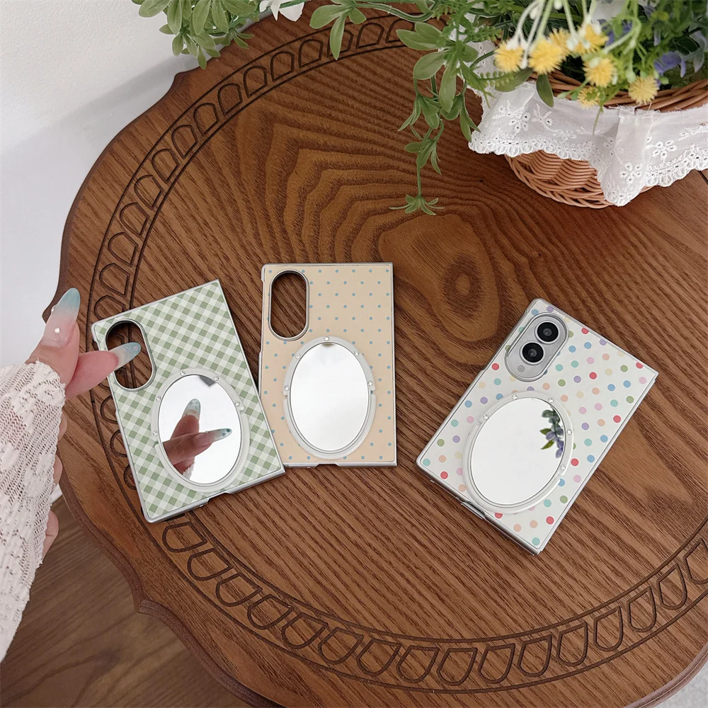 Cute 3D Mirror Cartoon Pattern Phone Case Suitable For Samsung Galaxy Z Fold 8 fold 8 7 6 5 4 Cover Sweet Cute Folding Anti-Fall
