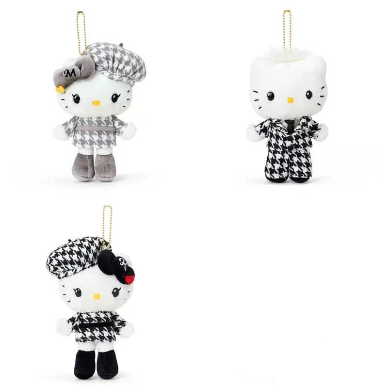 Nuevo Llavero de Peluche Sanrio Hello Kitty a Cuadros, Muñeca de Peluche Kawaii Heiress, Colgante para Mochila, Regalo de Anime Coreano para Amigos ﻿