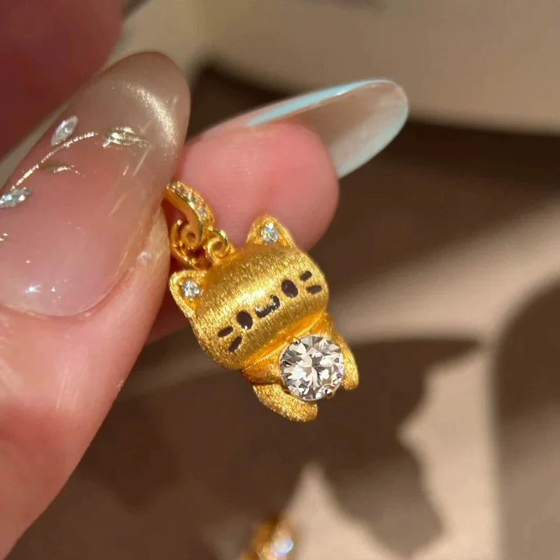 Sparkling Zircon Handmade Brushed Kitten Necklace DIY Detachable Universal Buckle Cute Cat Necklaces Fashion Jewelry KOFSAC