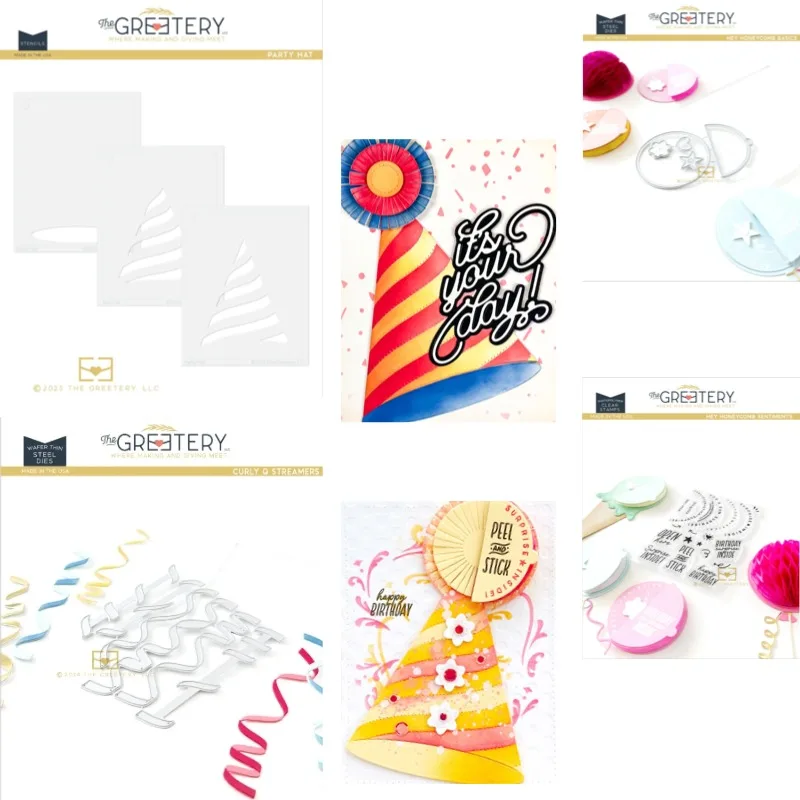 Balloon Hey Flower Power Party Hat Metal Cut Dies and Stencil Stamps for DIY Scrap Booking Photo Album Embossing Decorative DIY