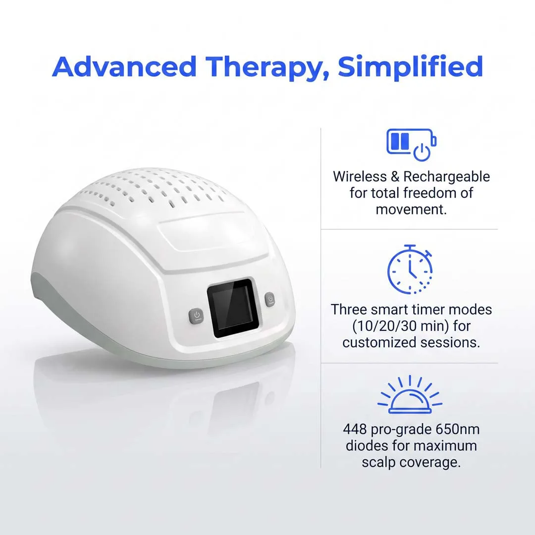 448 Diodes 650nm Laser Hair Growth Cap Anti Loss Treatment Hat for Men Male Pattern Baldness Seborrheic Alopecia Home Device