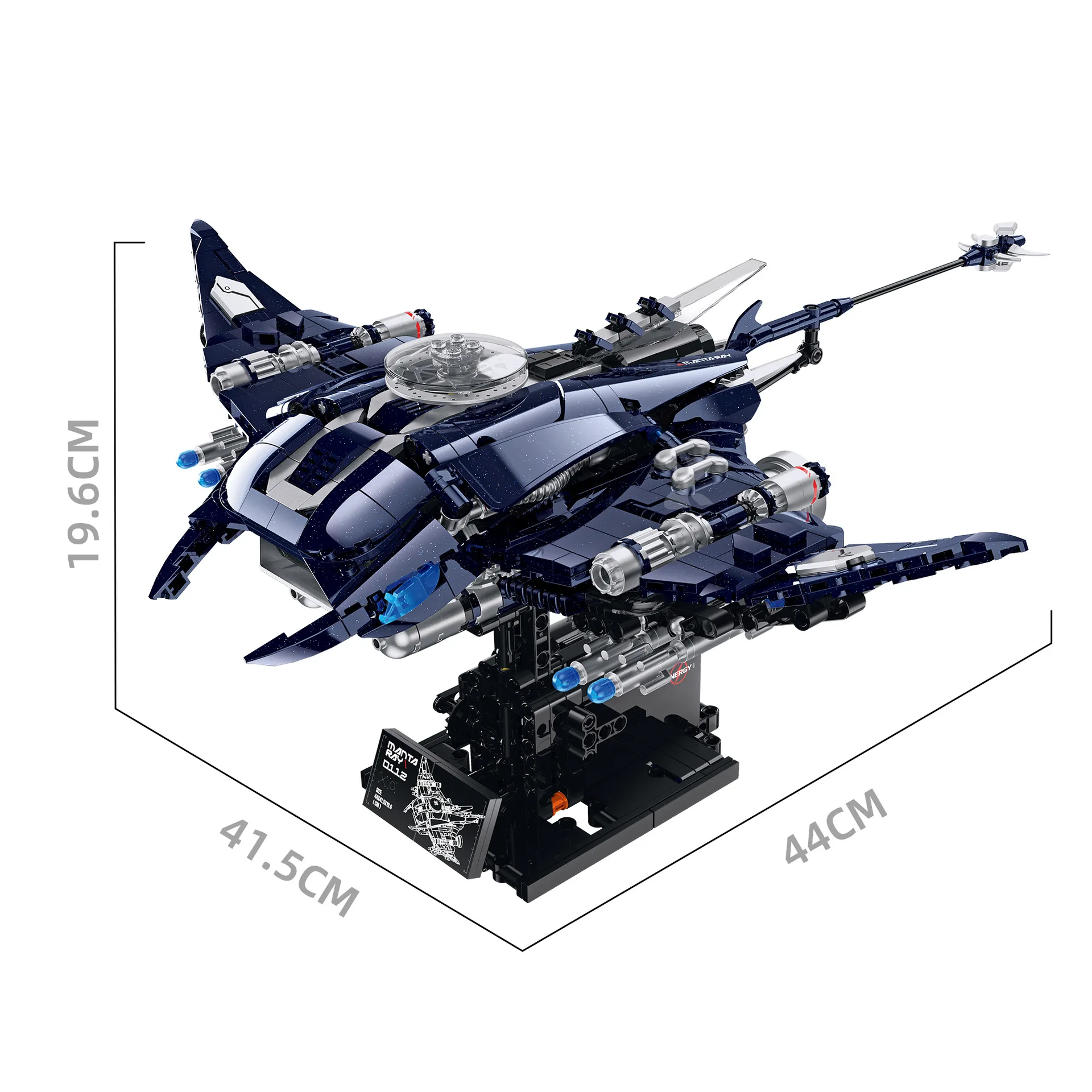 MOC Mechanical Manta Ray Building Blocks Toy Set with Power Motor MOC Ocean Animal DIY Bricks STEM Kit Toy for Boys Adults Gift