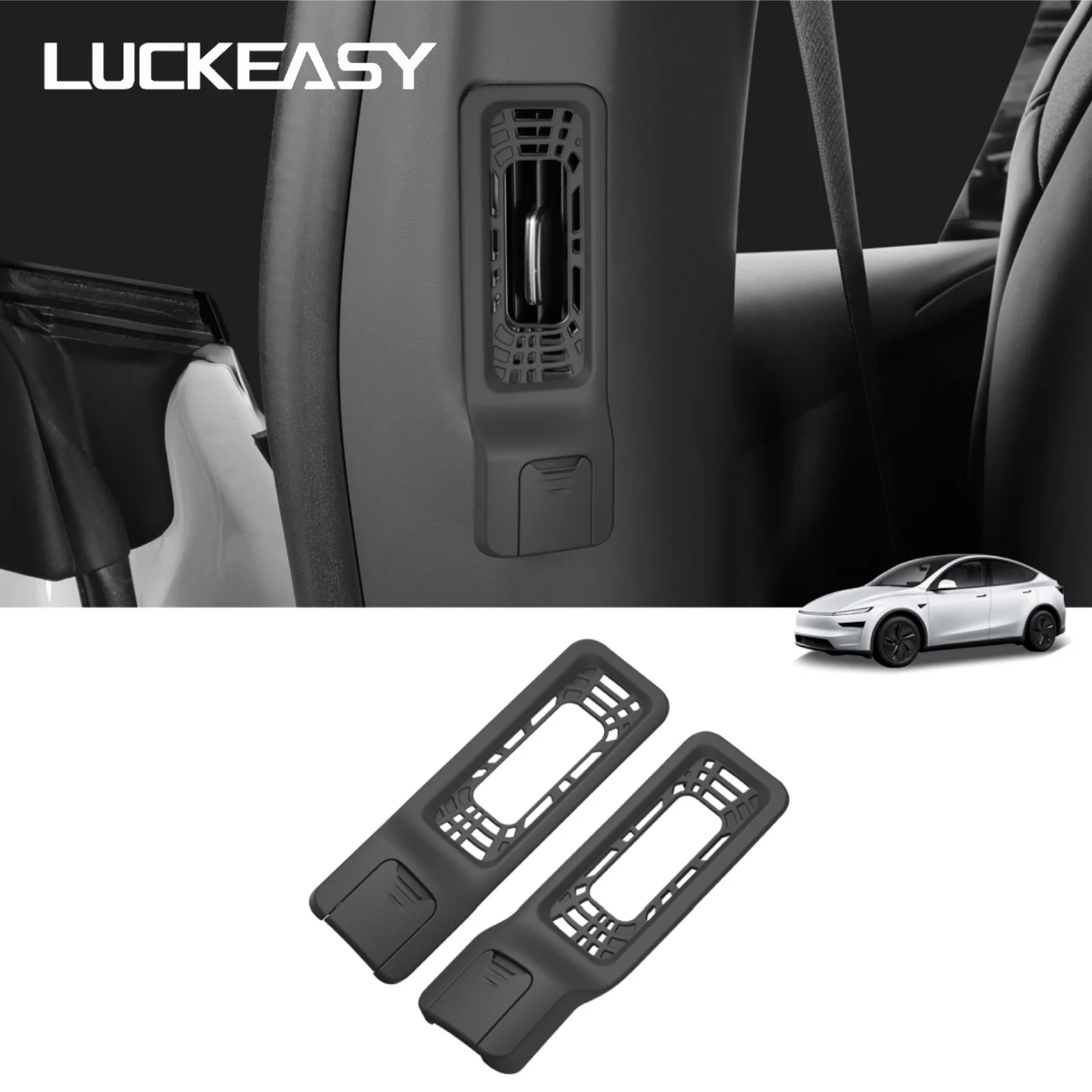 LUCKEASY for Tesla Model YL 2025 2026 Rear B Pillar Air Vent Hanging Hook ABS Organizer Bag Hanger Storage Accessories 2pcs