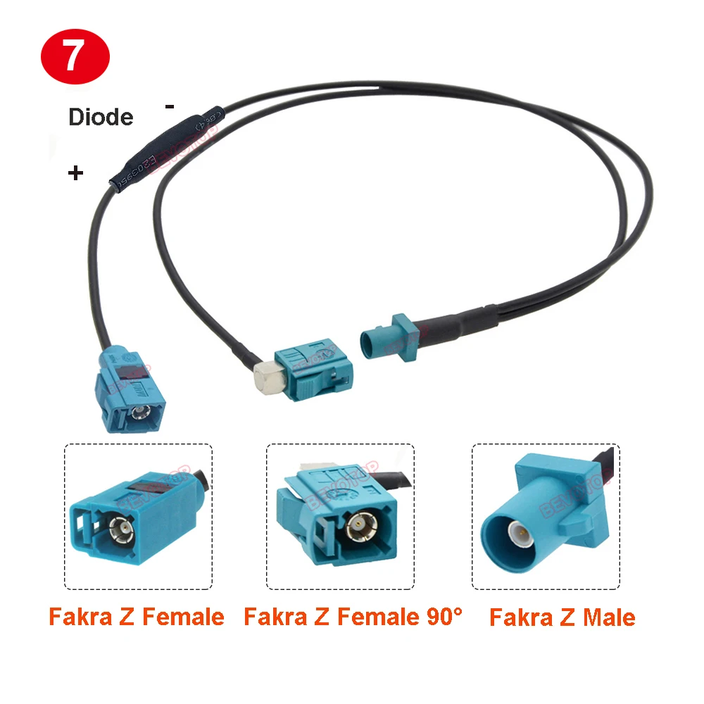 Fakra Z to SMA Male Y Type Splitter Cable RG174 Pigtail Car Navigation GPS Antenna Extension Cable for Android Device