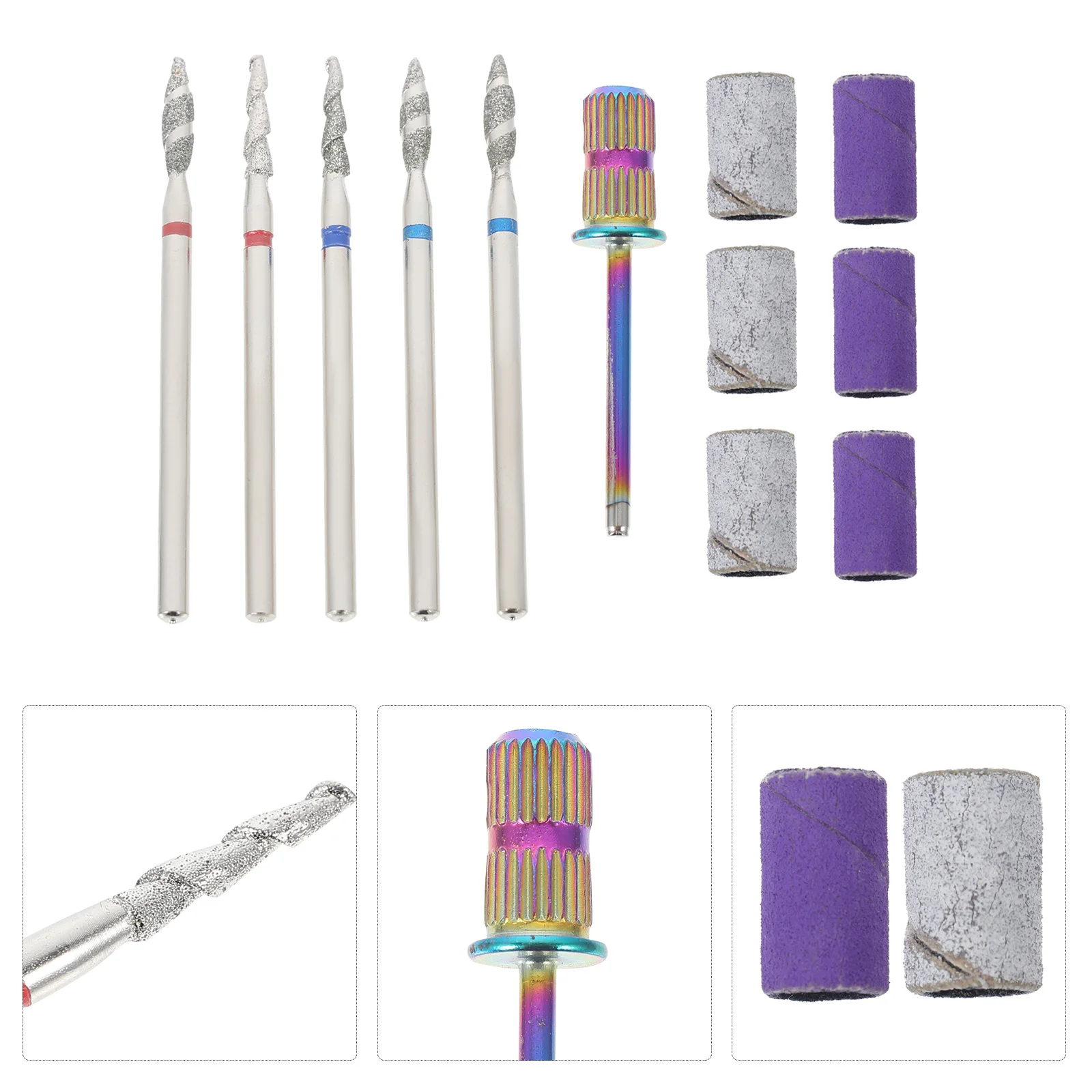 1 مجموعة مسمار أدوات الرسم عدة دائم تلميع رؤساء ل مانيكير قوي طحن اكسسوارات عالية القوة مسمار لقمة ثقب باديكير #6