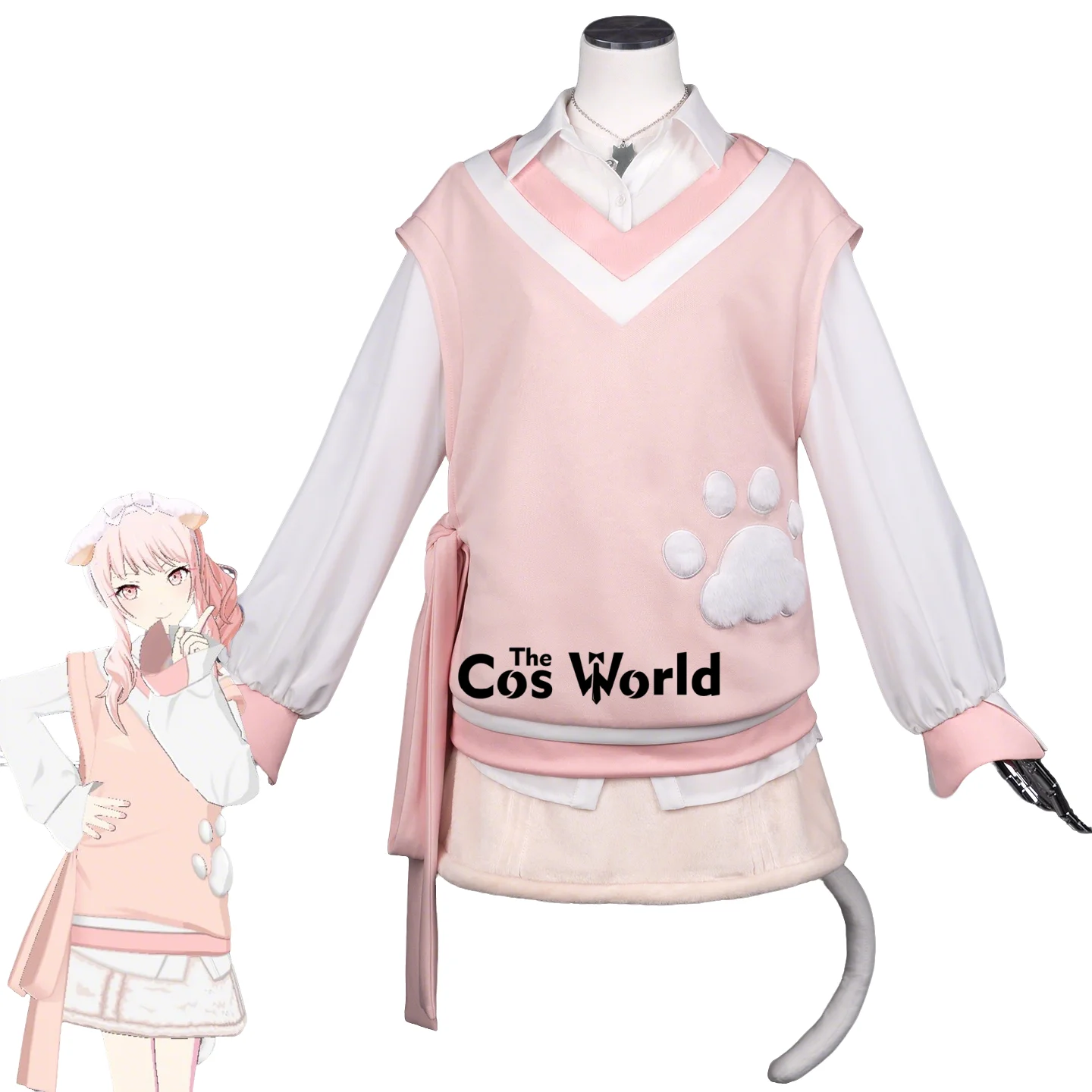 

PJSK Let's Play with Cats Akiyama Mizuki Cute White Kitty Outfits Game Anime Cosplay Costumes