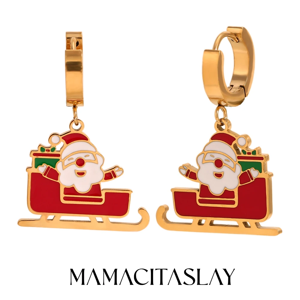 

MamacitaSlay New In Santa Claus Gifts Drop Earrings Stainless steel jewelry woman Christmas Accessories aliexpress online shop