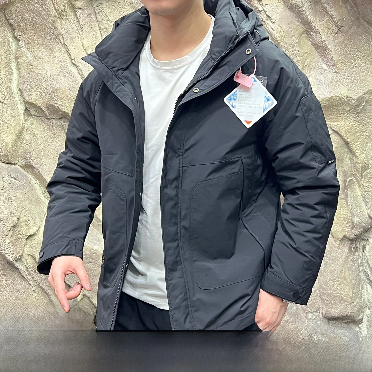 

aphene Self-Heating Technology down Jaet Men's Outdoor Hooded Windproof Warmth Ultra-light Polyester Fiber Long Sve Zi...