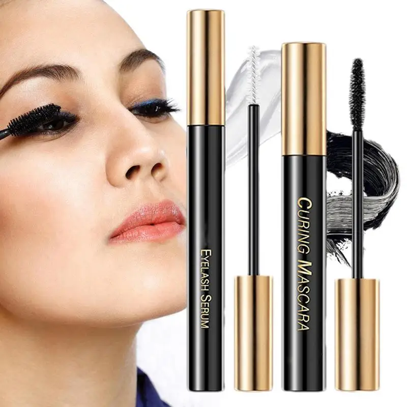 Mascara à friser imperméable à l'eau, séchage rapide, non épanoui, extension de cils, cosmétiques de maquillage, optique naturelle, 1 ensemble