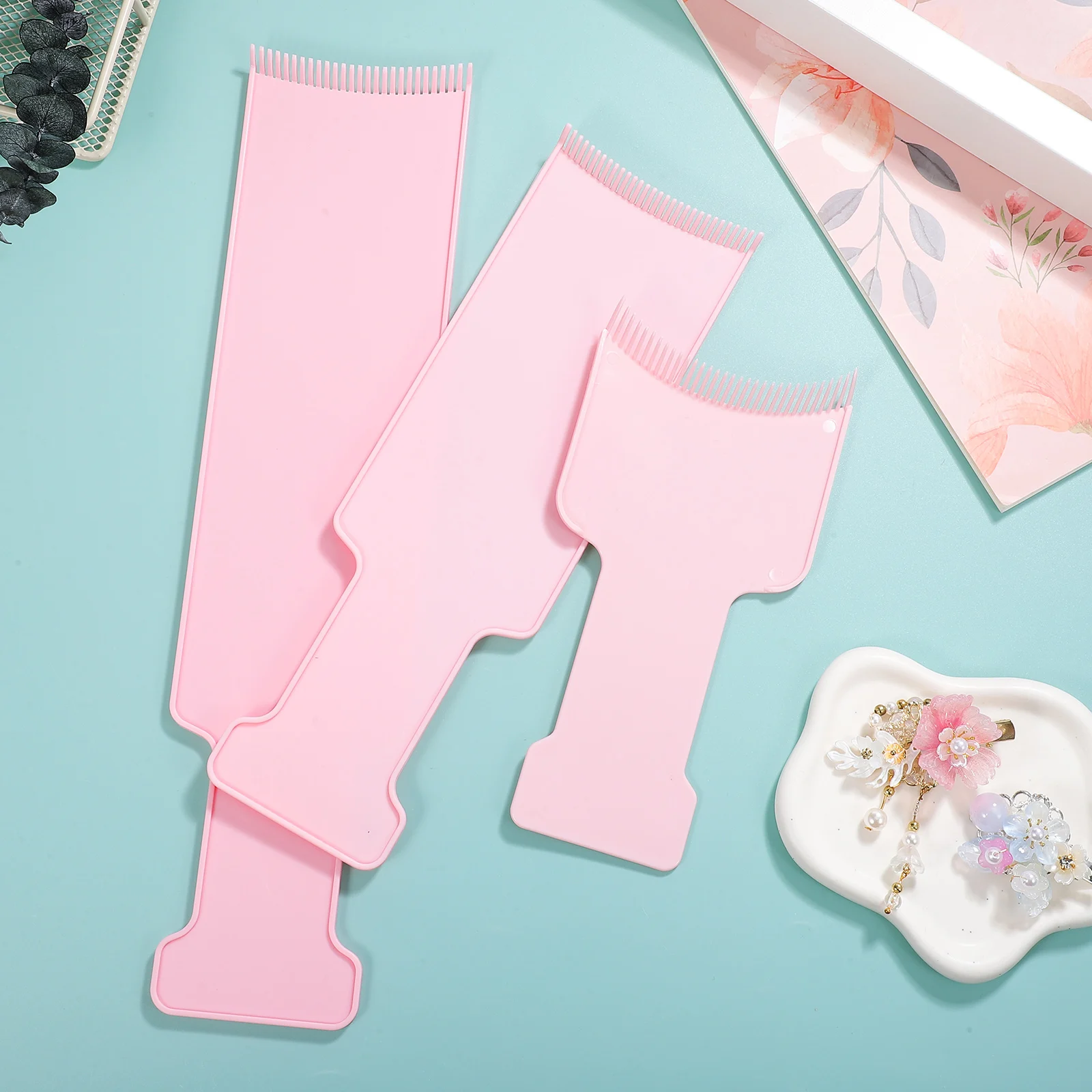 

6pcs Highlight Board For Hair Dyeing Reusable Perm Board Durable Plastic Foiling Comb Styling Tool Home Salon Use Hair Coloring