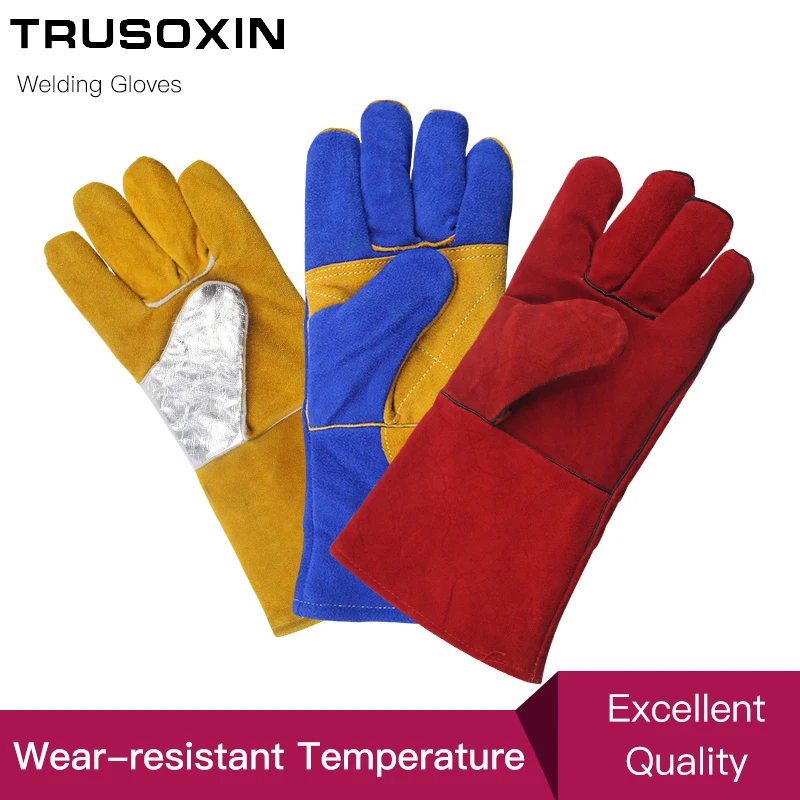 

Leather Forge/Mig/Stick Welding Gloves Heat/Fire Resistant, Mitts for Oven/Grill/Fireplace/Furnace/Stove/Pot Holder welding