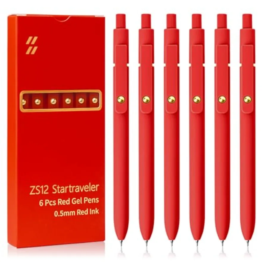 

Red Pens, Red Ink Pens Fine Point Smooth Writing Pens, 0.5mm Colored Ink Gel Pens for Journaling Note Taking, School Supplies G