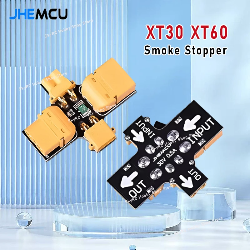 JHEMCU XT30 XT60 Smoke Stopper 1-6S Resettable Fuse,RC Smoke Test Protection Tool for FPV RC Model Boat