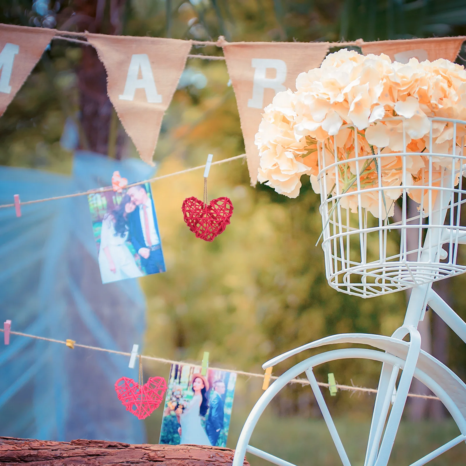 

24pcs Rattan Heart Shape Hanging Ornaments Wedding Party Decor Hollow Diy Crafts Festival Decorative Accessories Scene Layout