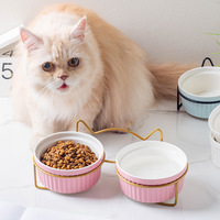 Cat Bowl Ceramic Double Bowl Water Bowl Protects Cervical Vertebrae. Cat Food Bowl Drinking Bowl Pet Bowl Diagonal Food Basin