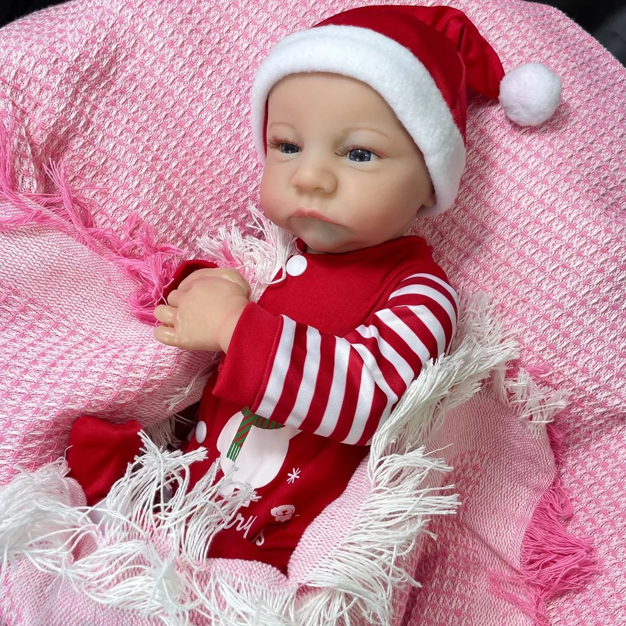 45CM Finished Reborn Baby Dolls Levi Awake Merry Christmas Gift Lifelike Silicone Vinyl Newborn 3D Skin Visible Veins DIY Toys