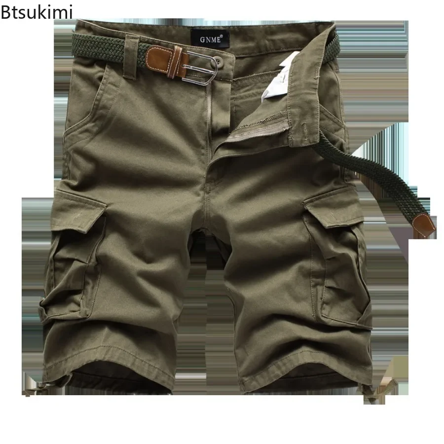 Short cargo militaire pour homme, pantalon droit court, pantalon de survêtement extérieur, coton décontracté, multi-poches, 2025